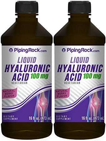 Hyaluronic Acid Liquid 100 mg 2 Bottles x 16 fl oz Natural Berry Flavor