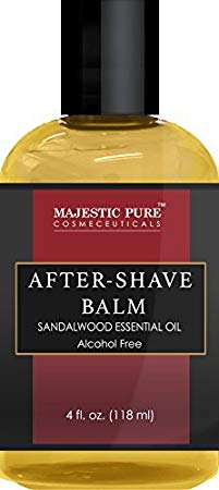 After Shave Balm for Men with Sandalwood Essential Oil by Majestic Pure - Moisturizing & Nourishing Aftershave Lotion, for Silky Smooth Shaving, 4.0 fl oz