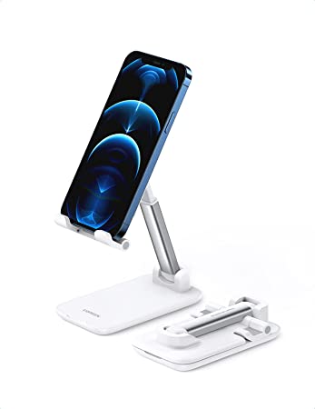 UGREEN Handyhalter Tisch Klappbar Handyständer Tisch Handyhalterung Smartphone Ständer Tablet Stand kompatibel mit iPhone 12 Pro Max 11 XR SE, Galaxy S21 S20 FE A52, Xiaomi Redmi Poco Huawei (Weiß)