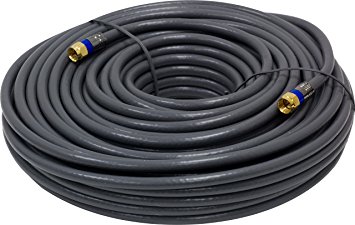 GE 87668 Ultra Pro 100-Ft RG6 Quad Shield Coax Cable with Compression F-Connectors - UL In-Wall Rated