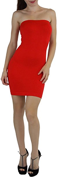 ToBeInStyle Women's Microfiber Seamless Strapless Stretchy Mini Tube Slip Dress