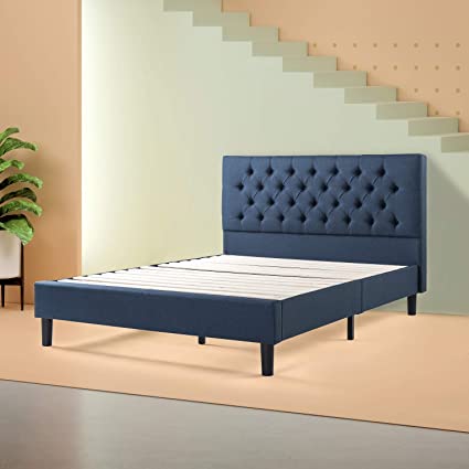 Zinus – Misty - Upholstered Platform Bed Frame / Mattress Foundation / Easy Assembly with Strong Wood Slat Support, King