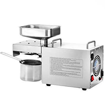 Happybuy Oil Press Machine Commercial Grade Home Automatic Oil Press Machine 304 Stainless Steel Oil Expeller Extractor with 3 Uses for Peanut Nuts Seed (Auto Oil Press)
