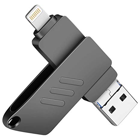 iOS Flash Drive for iPhone Photo Stick 128GB Memory Stick USB 3.0 External Storage Lightning Memory Stick for iPhone iPad Android and Computers (Black 128G)