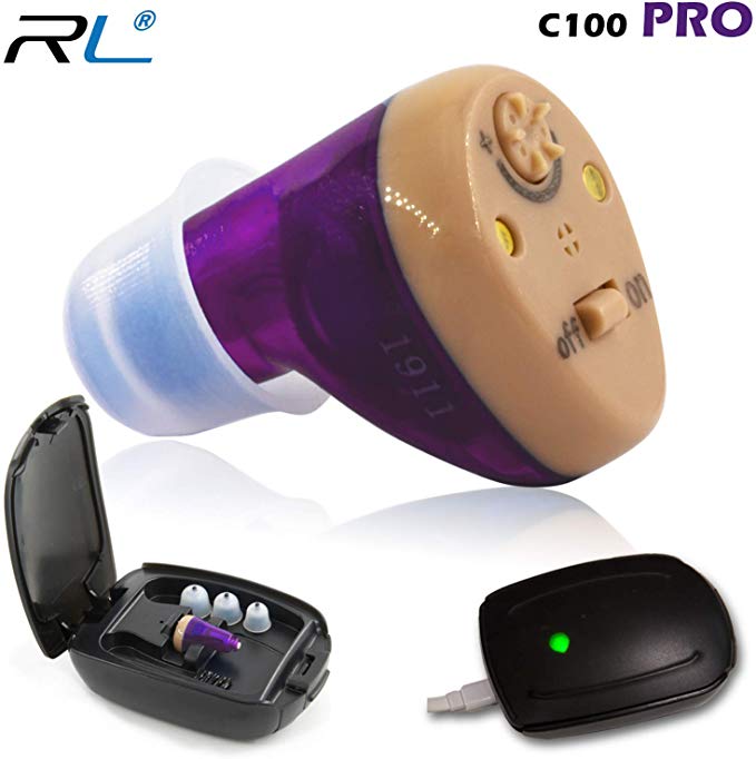R&L Hearing Amplifier Rechargeable C100 PRO to Aid and Assist Hearing for Adults and Seniors, Equipped with Advanced Digital Chips for The Best Sound Clarity and Feedback Cancelling