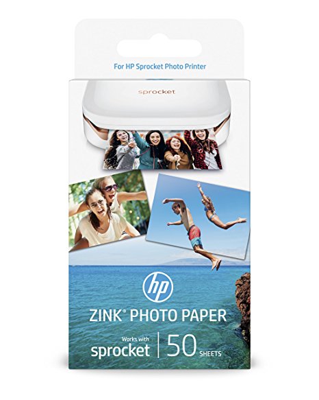 HP ZINK(R) Sticker Photo Paper for HP Sprocket Printer (2x3-inch), 50 Sheets