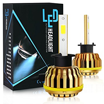 Treedeng H1 LED Headlight Bulbs, Extremely Bright COB LED Chip, 60W 7200LM 6000K, Turbo Heat Dissipation, 2 Year Warranty