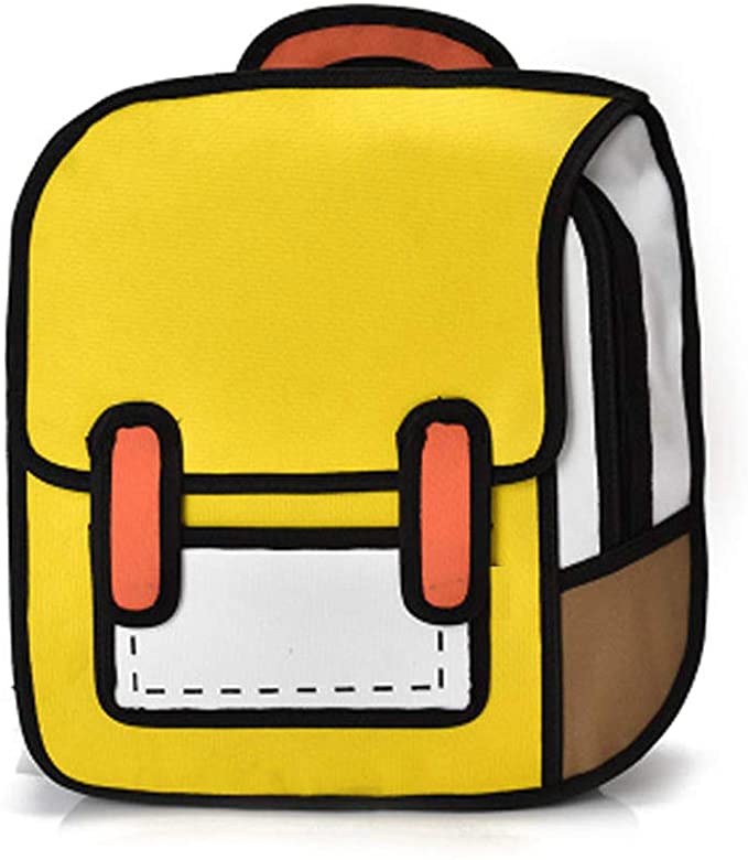 Ruzida Creative 3D Style 2D Drawing Cartoon Backpack Comic Bookbag for Teenager Boys Girls Student School