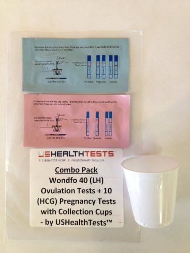 Wondfo 40 (LH) Ovulation Tests   10 (HCG) Pregnancy Test Strip Combo Pack with Collection Cups by USHealthTests
