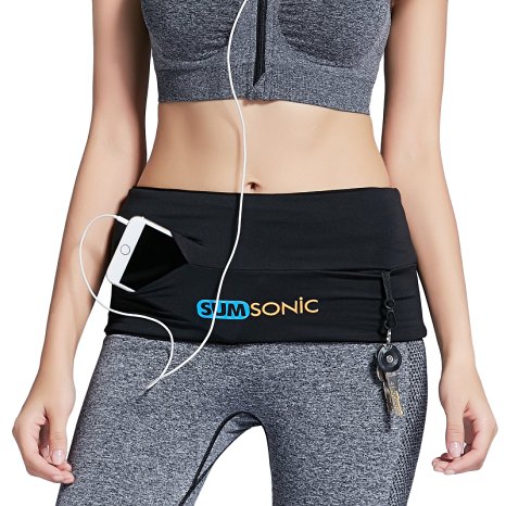 Sumsonic Sports Travel Money Belt, Pro Unisex Fitness and Running Waist Pack with 4 Pockets, Fits All Cell Phones - iPhone 6S, 6S Plus, Nexus 6 & Android Smartphones