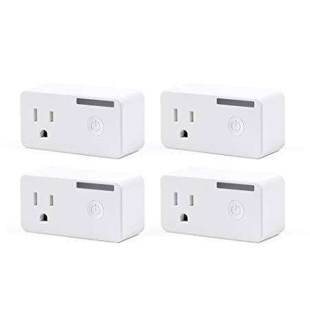 BN-LINK 4 Pack Smart WiFi Outlet, Hubless with Energy Monitoring and Timer Function, No Hub Required, White, Compatible with Alexa and Google Assistant