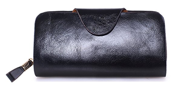 Greeniris Women High Grade Genuine Leather Wallet Purse Card Holder Long Wallet for Ladies Fashion