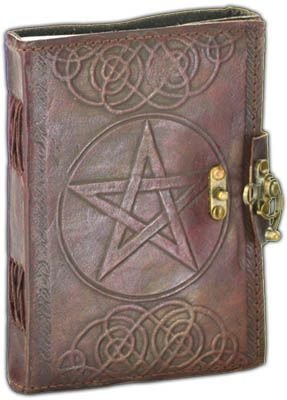 Icrafts Pentacle Leather Blank Journal Personal Diary Composition Notebook with Lock Travel Record Book Sketchbook Unlined Diary Office Paper Supplies 7 x 5 inches