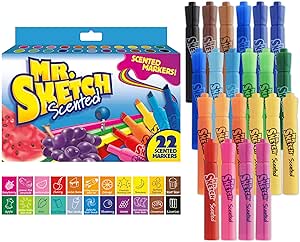 Mr. Sketch Scented Markers, Chisel Tip, Assorted Colors, 22 Count