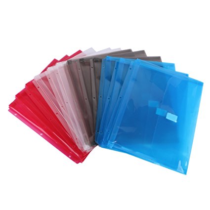 Eagle Poly Binder Pocket with Velcro Closure, 1-Inch Gusset, Letter Size, Assorted Colors, Pack of 12