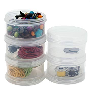 Containers Storage Small Impact Resistant Stackable Clear 5 For Beads Crafts Findings Small Items 2.50" Round