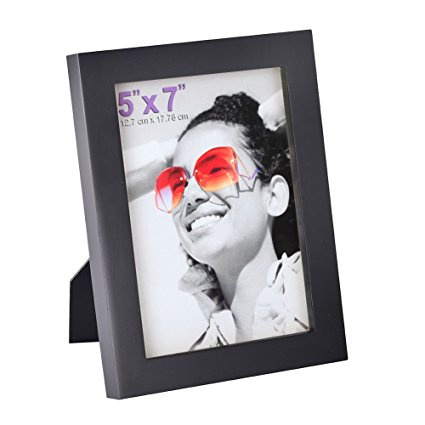 5x7 inch Picture Frame Made of Solid Wood High Definition Glass for Table Top Display and Wall mounting photo frame Black