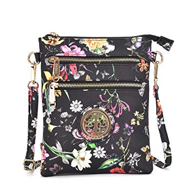 Dasein Small Crossbody Bag Multi Zipper Pockets Messenger Bag Lightweight Shoulder Bag Functional Purse