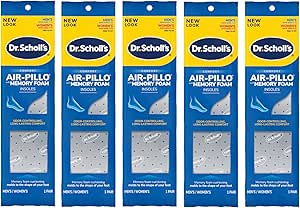 Dr. Scholl’s Air-Pillo with Memory Foam Insoles Men & Women Trim To Fit 1 Pair, Pack of 5