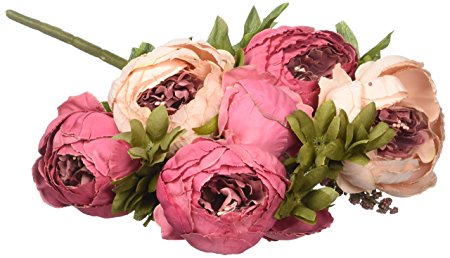 KINGSO Artificial Peony Silk Flowers Bouquet Home Wedding Decoration Christmas Fall Thanksgiving Harvest Autumn Party Craft Accessory Decorations