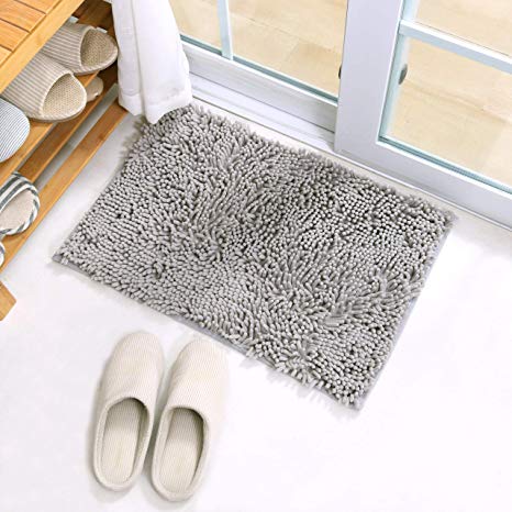 X·SOAR-Bath mats, Soft and Comfortable Bathroom Rugs,Absorbent,Shaggy and Fast Dry Bath Rugs, Non-Slip Kitchen mat. (16“×24“ inch, Iron)