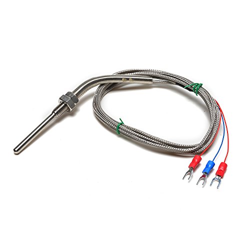MYPIN Waterproof Stainless Steel PT100 RTD Thermocouple Thermistor Sensor Probe, Thread with Insulation Lead Wire for PID Temperature Controller Control K Type Probe 2M(6ft) (Temperature Rang: -20~420°C)