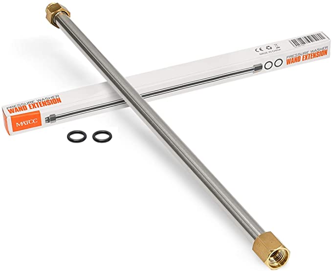 MATCC Stainless Steel Quick Connect Lance, Model MP002, 16.5" High Pressure Washer Gutter Intermediate Rod for Power Washer Lance/Wand.