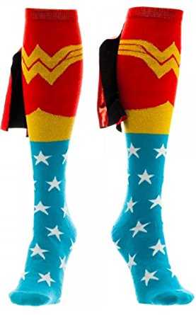 BioWorld Wonder Woman Knee High Shiny Red Caped Socks