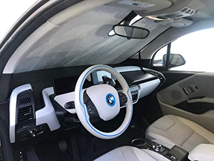 HeatShield, The Original Windshield Sun Shade, Custom-Fit for BMW i3 Hatchback (5D) w/o Sensor 2014, 2015, 2016, 2017, 2018, 2019, 2020, Silver Series