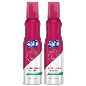 Suave Mousse, Captivating Curls – Whipped Hair Mousse for Curly Hair, Wavy Styles, Anti-Frizz Hair Styling Products for Flexible, Crunch-Free Curls, 7 oz (Pack of 2)