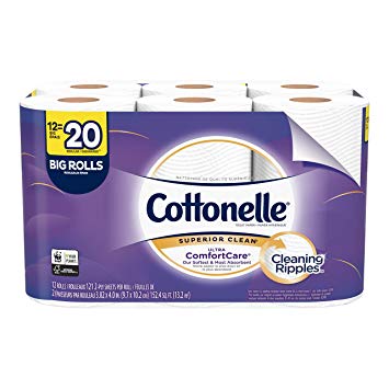 Cottonelle Ultra ComfortCare Toilet Paper, Soft Biodegradable Bath Tissue, Septic-Safe, 12 Big Rolls