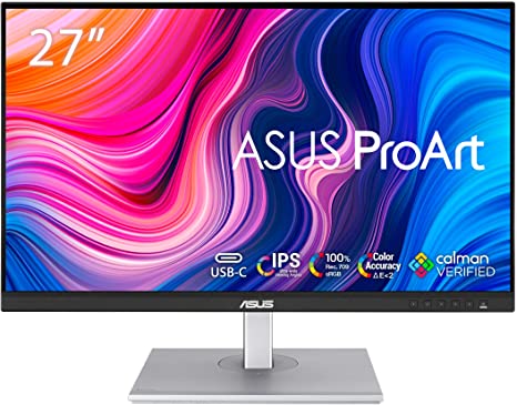 ASUS ProArt Display 27" Monitor PA278CV - WQHD (2560 x 1440), IPS, 100% sRGB, 100% Rec. 709, ΔE &lt; 2, Calman Verified, USB Hub, USB-C, DisplayPort Daisy-Chaining, HDMI, Eye Care, Height Adjustable