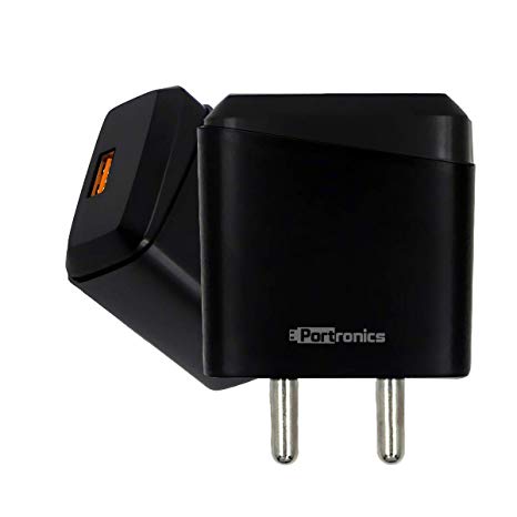 Portronics POR-193 Adapto 193 Quick Charger USB Wall Adapter with Single 3.0A/18W Quick Charging USB Port for All iOS & Android Devices (Black)