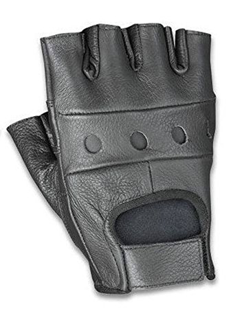 Cowhide Leather Fingerless Glove (Black, XL)