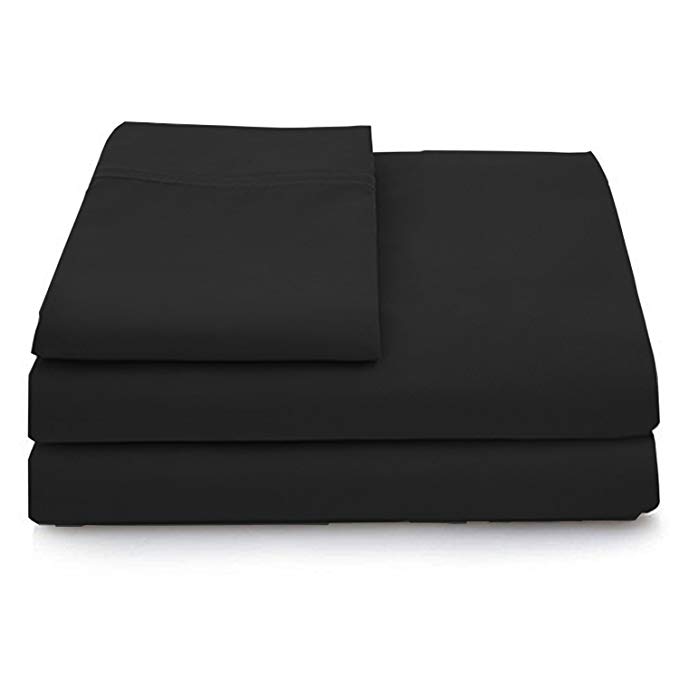 Cosy House Collection Luxury Bamboo Sheets - 3 Piece Bedding Set - High Blend from Organic Bamboo Fiber - Soft Wrinkle Free Fabric - 1 Fitted Sheet, 1 Flat, 1 Pillow Case - Twin, Black