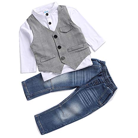 Kids Boys Clothing Sets Shirt and Vest Jeans Clothes Suit for 2 to 5 Age Little Boy
