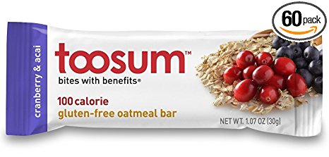 Toosum 100-Calorie, Gluten-Free Oatmeal Bars, Cranberry & Acai, (Pack of 60)