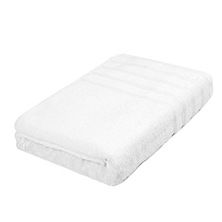 PROMIC 27"x80" Spa Large Bath Sheet Soft Cotton Machine Washable, Luxury, Eco-friendly Pool/Beach Towel, Everyday Use Bath Towel (White)