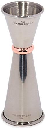 Cocktail Kingdom Japanese Style Jigger 1oz / 2oz - Stainless Steel, Mirror Finish / Copper-Plated Ring