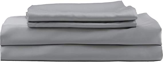Hotel Sheets Direct 100% Bamboo Duvet Cover 3 Piece Set - Better Than Silk - 1 Duvet Cover, 2 Pillow Shams with Corner Ties and Zipper Closure - Full/Queen, Grey