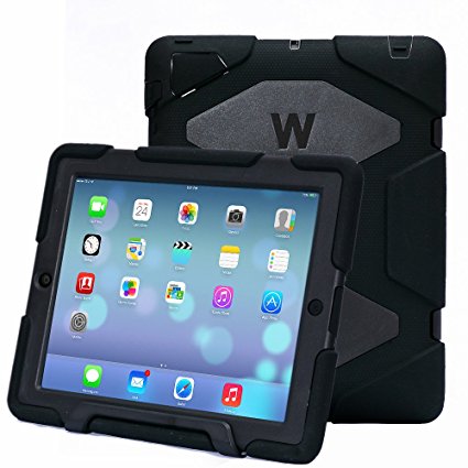 Ipad 2/3/4 Case, Kidspr Ipad Case *New* *Hot* Super Protect [Shockproof] [Rainproof] [Sandproof] with Built-in Screen Protector for Apple Ipad 2/3/4 (Black/Black)