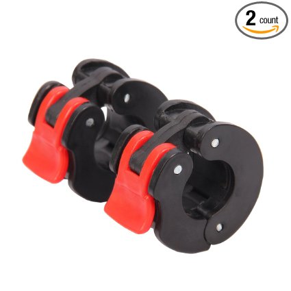 KYLIN SPORT Pair of 1" inch ABS Locking Collars Clamp Hook Grip Black For Dumbbell Barbells Power Workout
