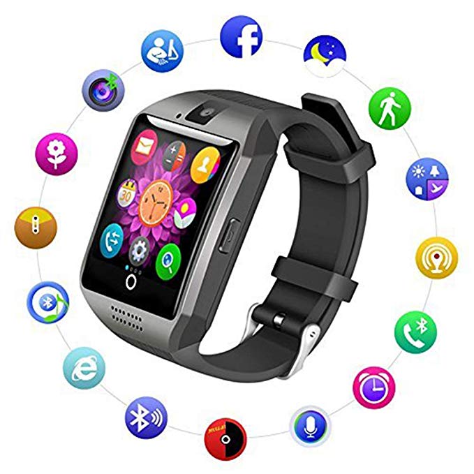 Bluetooth Smart Watch Fitness Tracker - Sport Watch Touch Screen with Camera Pedometer Sleep Monitor Call/Message Reminder Music Player Anti-Lost - Compatible Android Smartwatches (Black)