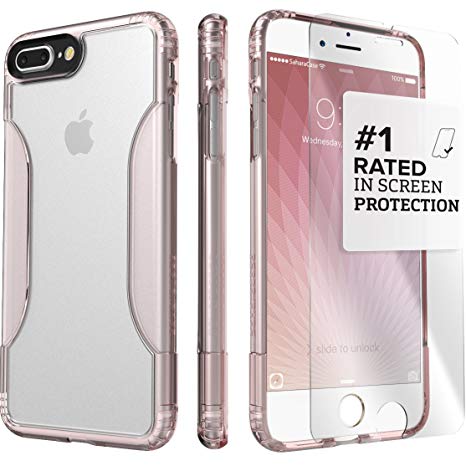 iPhone 8 Plus and 7 Plus Case, SaharaCase Clear Protective Kit Bundled with [ZeroDamage Tempered Glass Screen Protector] Rugged Slim Fit Shockproof Bumper [Hard PC Back] Protection – Rose Gold