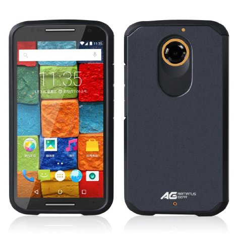 Motorola Moto X 2nd Gen Case - Armatus Gear TM Slim Hybrid Armor Case Dual Layer Shockproof Phone Cover For Motorola Moto X 2nd Generation 2014 Release - Black