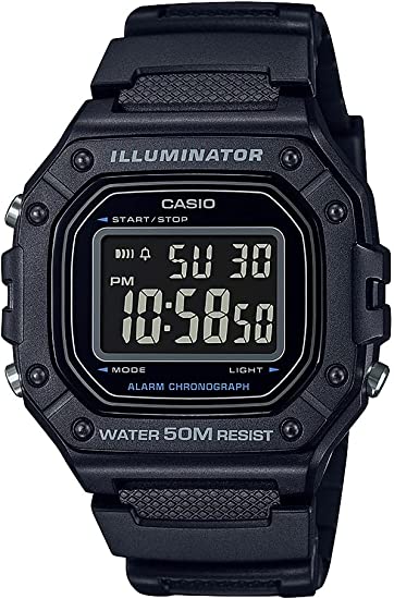 Casio Illuminator Daily Alarm Chronograph Digital Stopwatch W218H-1BV