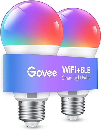 Govee Smart Light Bulbs, WiFi & Bluetooth Color Changing Light Bulbs, Music Sync, 16 Million DIY Colors RGBWW Color Lights Bulb, Work with Alexa, Google Assistant & Govee Home App, 2 Pack