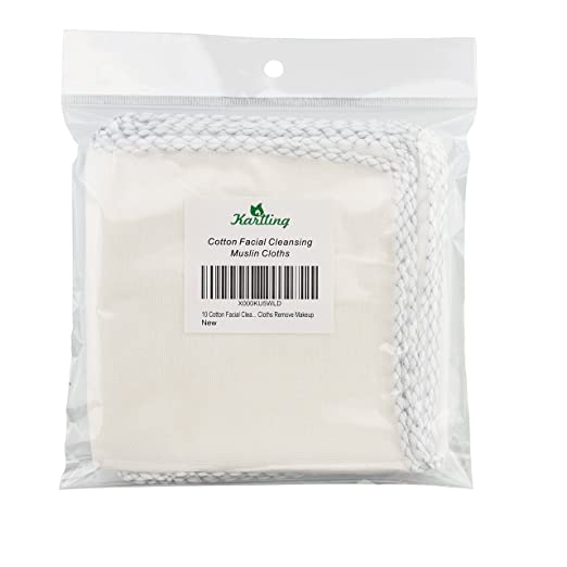 Karlling 10 Cotton Facial Cleansing Muslin Cloths Makeup Remover Wipes