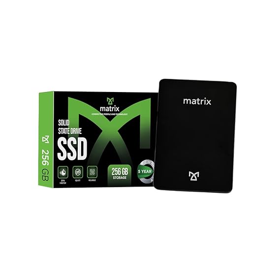 Matrix 256GB 3D NAND Flash SATA 6GB/s 2.5 Inches Internal Solid State Drive (SSD), Read Up to 550MB/s, Write Up to 500MB/s, 5 Year Warranty