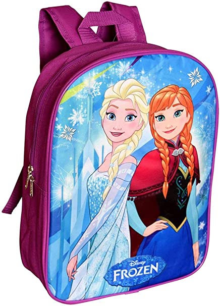 Group Ruz Frozen Elsa & Anna 15" Backpack (Magenta-Blue)